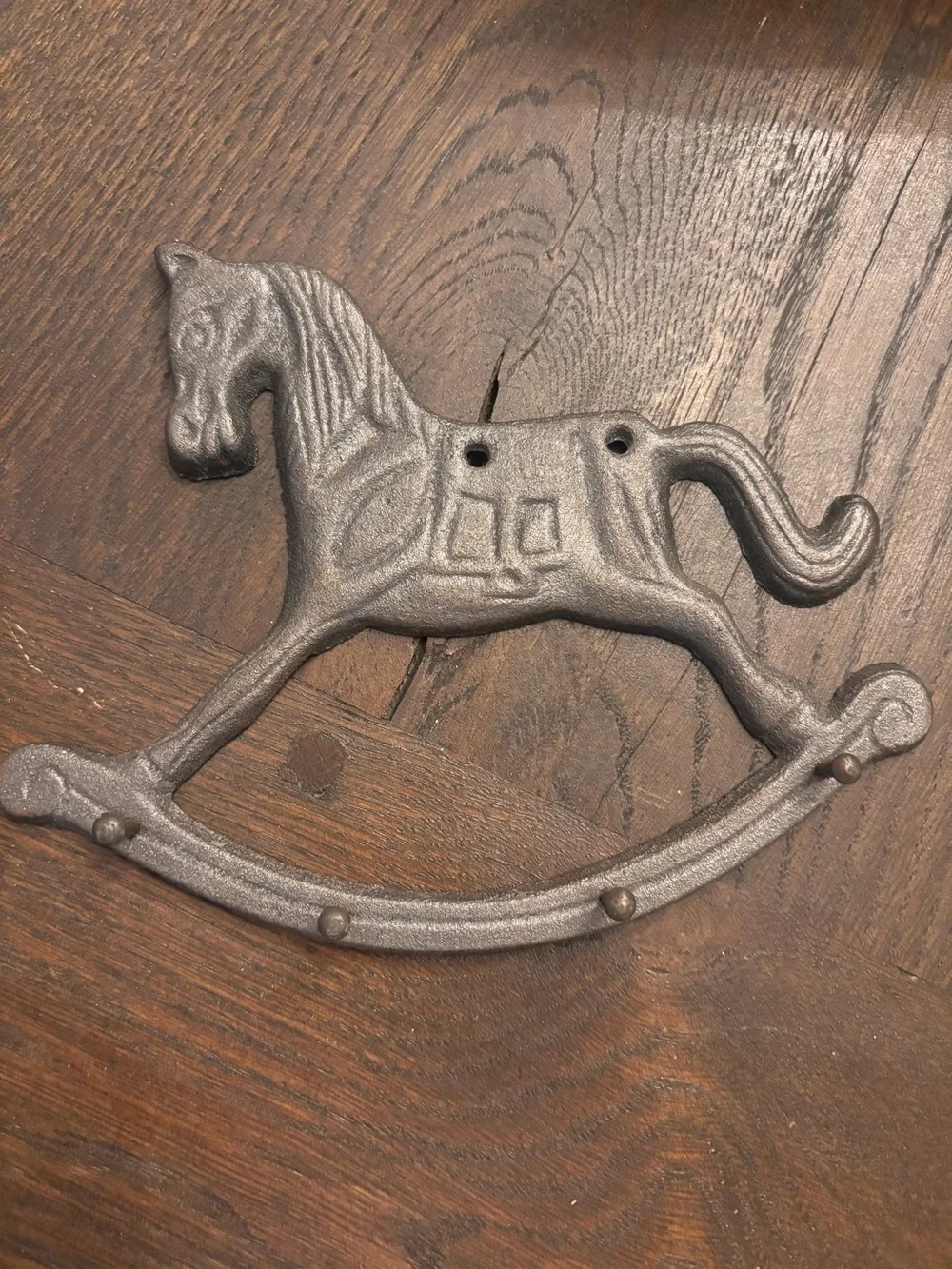 Decorative Iron Rocking Horse Wall Hook - Brown